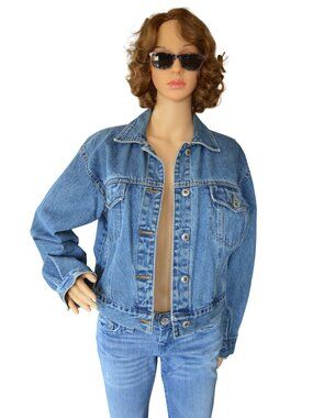 Vintage 80s 90s Carolina Blues 100% Cotton Denim Jean Jacket Women's Size Small